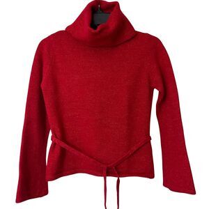KCKC Turtleneck Lambs Wool Sweater Womens Size Medium Red Glitter